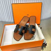 Hermes Oran Black Brown Slides - 1