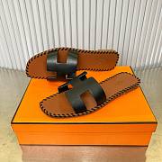 Hermes Oran Black Brown Slides - 2