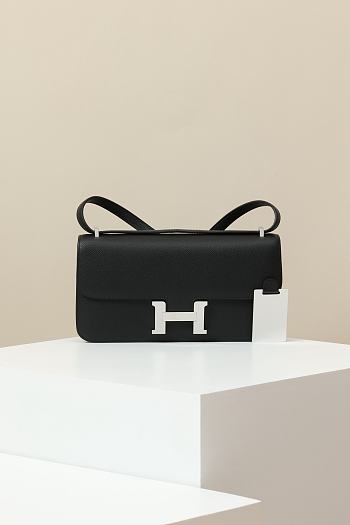 Hermes Constance Bag Black Epsom Silver 24x13x4cm