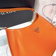 Prada Cleo Brushed Leather Shoulder Bag Orange 27x21x5cm - 5