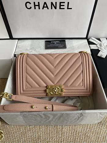 Chanel Leboy Bag Pink Caviar Gold Chevron 25cm