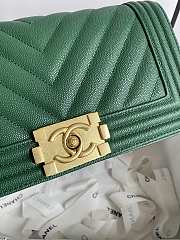 Chanel Leboy Bag Green Caviar Chevron Gold 25cm - 5