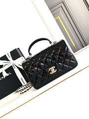 Chanel Top Handle Flap Bag Black Patent 20x9x13cm - 1