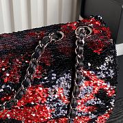 Chanel Flap Bag Sequins Black Red 21cm - 5