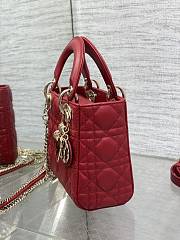 Dior Dioramour Mini Lady Bag Red Lambskin 17x15x7cm - 6