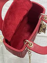 Dior Dioramour Mini Lady Bag Red Lambskin 17x15x7cm - 5