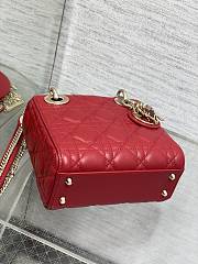 Dior Dioramour Mini Lady Bag Red Lambskin 17x15x7cm - 2