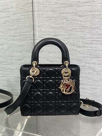 Dior Dioramour Small Lady Bag Black Lambskin 20 x 17 x 8 cm