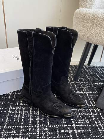 Celine Black Suede Boots