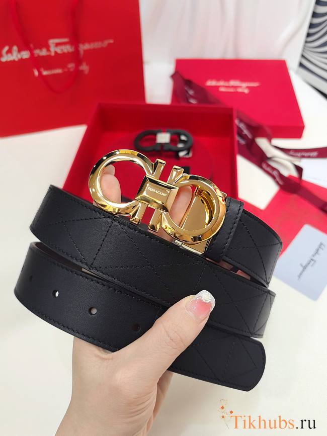 Ferragamo Belt Black Gold 3.5cm - 1