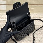 Chanel Mini Flap Bag Black Lambskin 17cm - 4