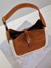 YSL LE 5 À 7 Small Suede Brown Caramel 23x22x8.5cm - 2