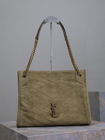 YSL Niki Medium Shopping Suede Green Bag 33x27x11.5cm