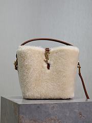 YSL Le 37 Shearling Bag Cream Beige 20x17x13cm - 1