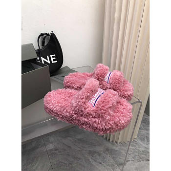 Balenciaga Fur Sandals Pink