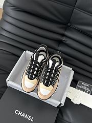 Chanel Sneakers Silk Cowhide Tarps Black Beige - 4