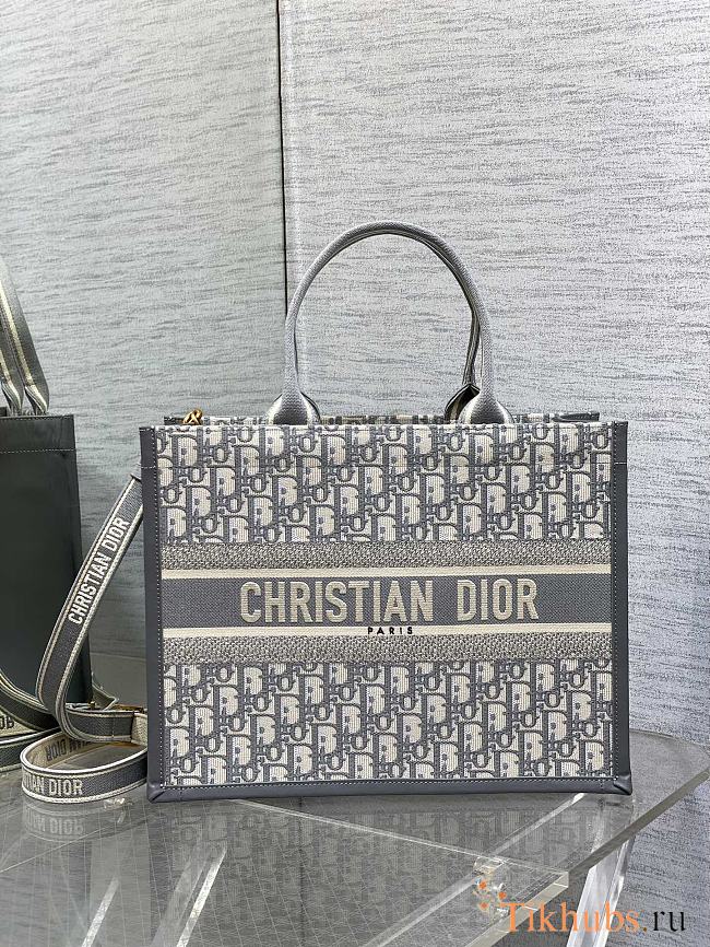 Dior Medium Book Tote Gray Oblique 36.5x28x16.5cm - 1