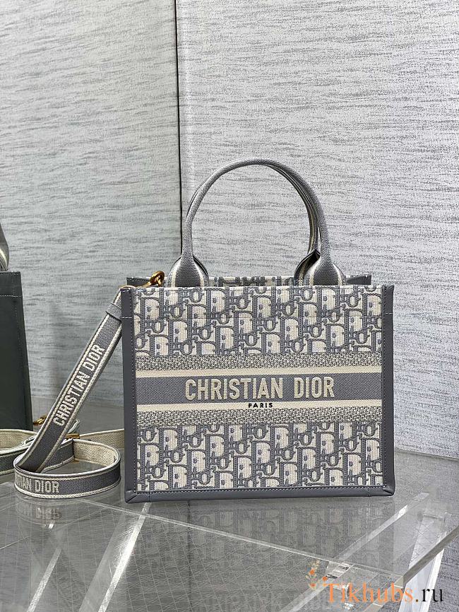 Dior Small Book Tote Grey Oblique 26.5x22x14cm - 1