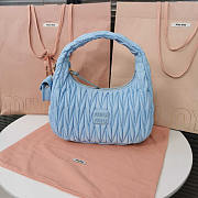 Miu Miu Wander Leather Half-moon Bag Blue 28x14x9cm - 1