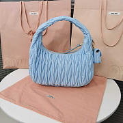 Miu Miu Wander Leather Half-moon Bag Blue 28x14x9cm - 2