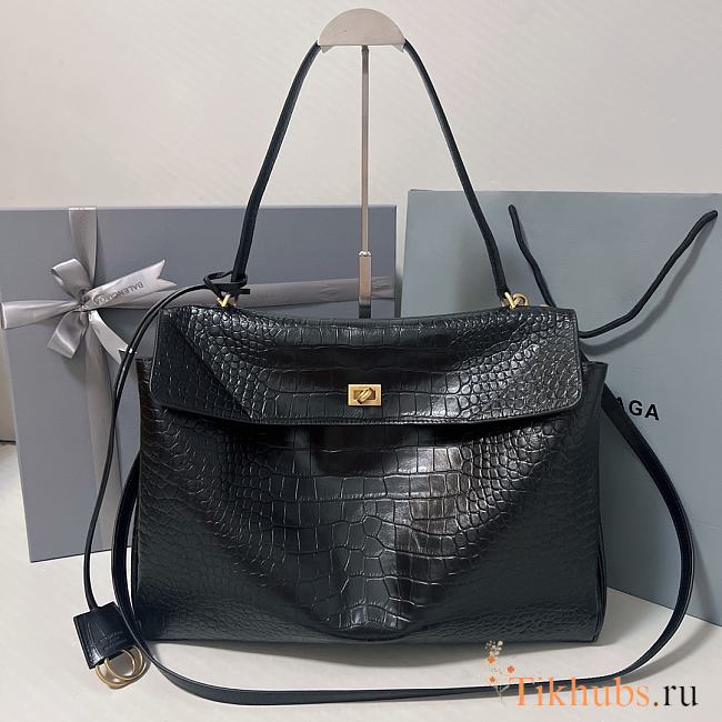 Balenciaga Rodeo Large Handbag Black Crocodile 40x30x13cm - 1