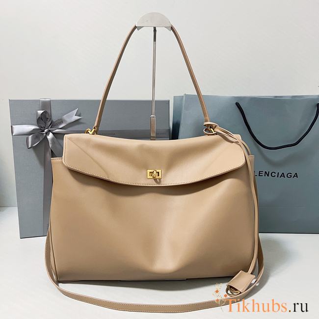 Balenciaga Rodeo Large Handbag Latte Calfskin 40x30x13cm - 1