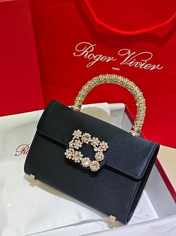 Roger Vivier Jewel Efflorescence Mini Bag Satin Black 19x13x4cm