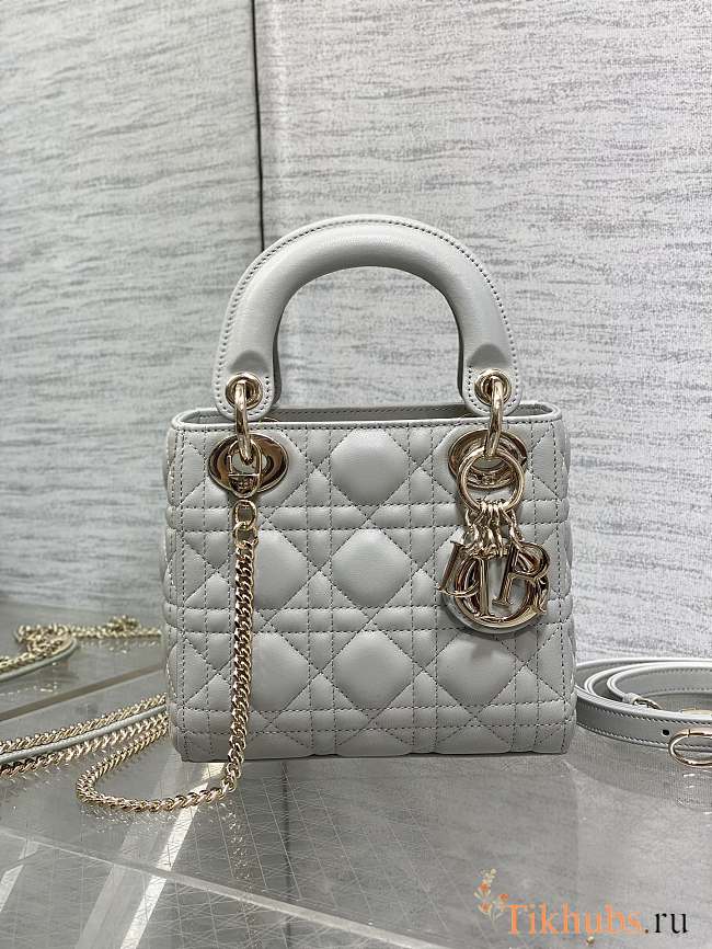 Dior Mini Lady Bag Cloud Gray Lambskin 17cm - 1