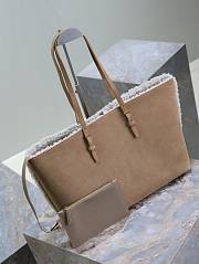 YSL Shopping Tote Bag Suede Shearling 38x28x13cm - 6