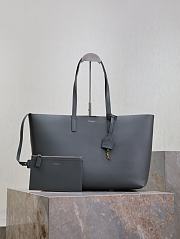 YSL Shopping Bag Supple Leather Grey 37x28x13cm - 1