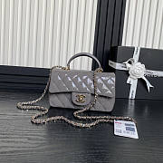 Chanel Top Handle Flap Bag Grey Patent 20x9x13cm - 1