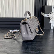 Chanel Top Handle Flap Bag Grey Patent 20x9x13cm - 6