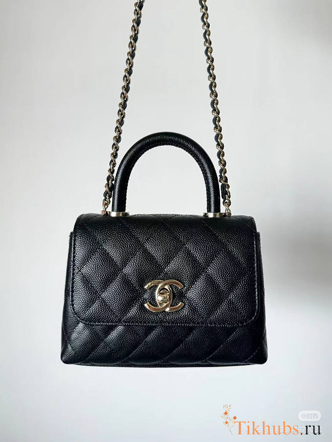 Chanel Nano Coco Handle Bag Black Caviar 11.5x14.5x5.5cm - 1