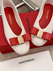 Ferragamo White Red Ballerina Flat - 3