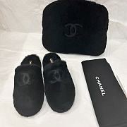 Chanel Black Fur Slides - 4