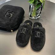 Chanel Black Fur Slides - 2