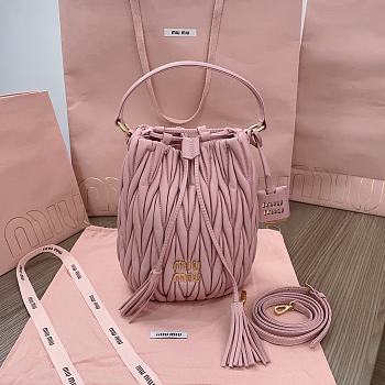 Miu Miu Drawstring Bucket Pink Bag 20x18x14cm