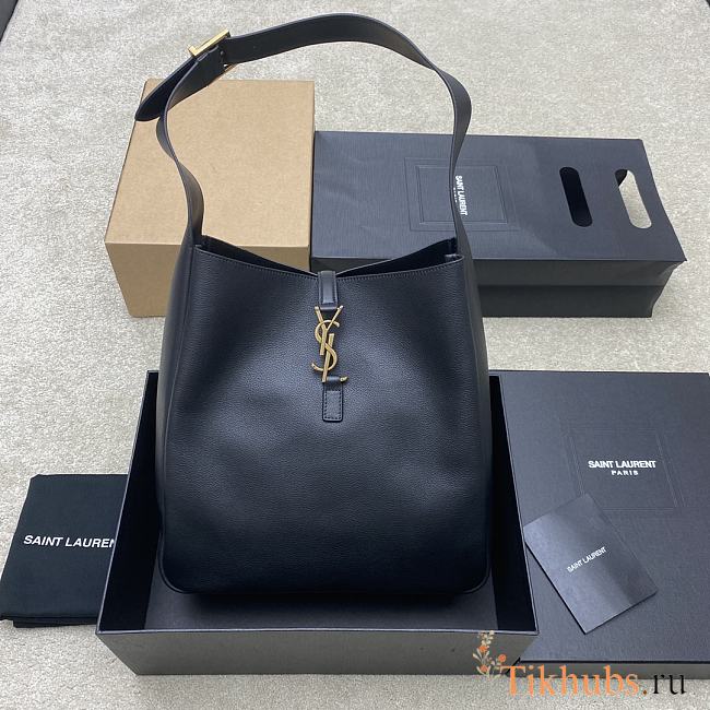 YSL LE 5 À 7 Large Grained Leather Black 30x31x13cm - 1