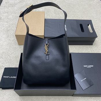 YSL LE 5 À 7 Large Grained Leather Black 30x31x13cm