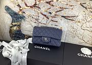 Chanel Flap Bag Navy Blue Silver Caviar 20cm - 1