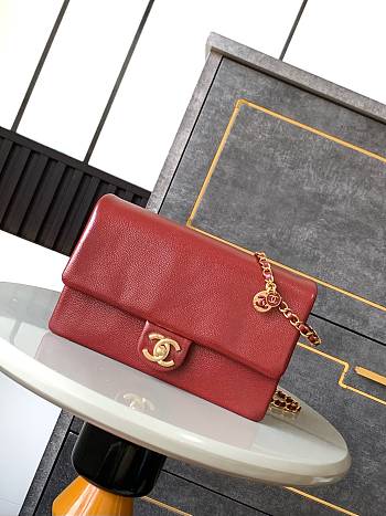 Chanel 24K Flap Bag Red Gold 22x13x7cm