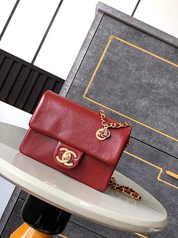 Chanel Mini 24K Flap Bag Red Gold 17.5x13x6cm