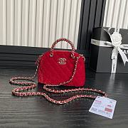 Chanel Clutch Strap Red Velvet Bag 16x11x5.5cm - 1