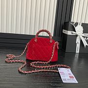 Chanel Clutch Strap Red Velvet Bag 16x11x5.5cm - 4