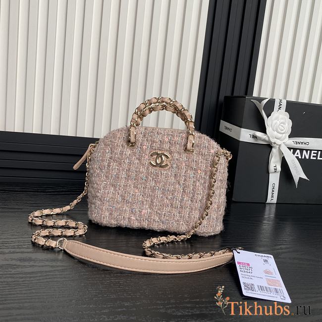 Chanel Clutch Strap Tweed Pink Bag 20x15x6cm - 1