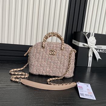 Chanel Clutch Strap Tweed Pink Bag 20x15x6cm