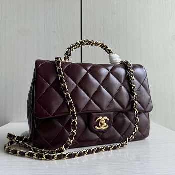 Chanel Flap Bag Top Handle Wine Lambskin 25cm