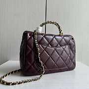 Chanel Flap Bag Top Handle Wine Lambskin 25cm - 3