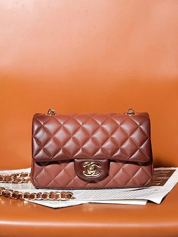 Chanel Classic 11.12 Flap Bag Lambskin Gold Brown 20cm