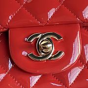 Chanel Top Handle Flap Bag Red Patent 20x9x13cm - 6